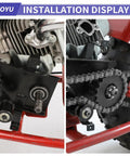 Installation view of Heavy Duty Mini Bike Jackshaft Shaft Kit With 420 Sprocket For Coleman CT200U and Baja Go Kart.