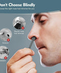 Man using 2-In-1 Nose Hair Trimmer With Dual-Sided Blade And Cleaning Brush for men and women, easy to clean, compact travel essential