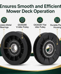 Gotta love this sleek Rastky Flat Idler Pulley Kit For Your Lawn Mower Deck That Fixes V Belt Slippage And Delivers Super Smooth Operation With Durable Plastic Metal Bearings Perfect Match For GX20286 287 Models Plus More Decks Like LA100 LA105 LA110, black plastic pulleys