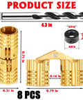 8pcs 8mm Hidden Brass Barrel Hinges Kit With 8mm Drill Bit, Depth Stop Collar And Hex Wrench For Concealed 180 Degree Opening