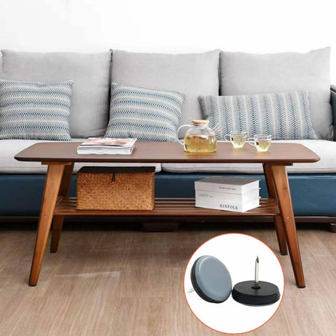 20 Pack 1 Inch Round Furniture Sliders With PTFE Teflon Bottom Heavy Duty Chair Glides For Smooth Carpet And Laminate Floors Zero Hassle Nail On Design Slip Free Grip showcasing on a coffee table.