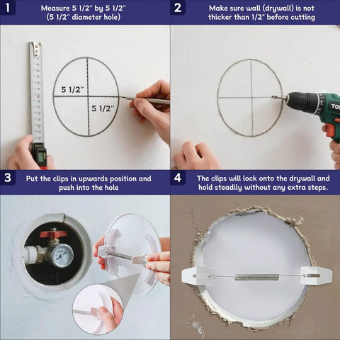 Round White Plastic Access Panels Feature Secure Spring Clips For A Snappy Diy Install Measuring Six Point Five Inches Across instructions for installation