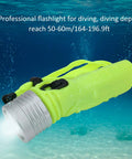 Beefy 4 AA Battery Diving Flashlight With LED Underwater Light, aluminum body, glowing underwater, ideal for snorkeling.