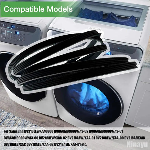 Beefed Up Dryer Drum Belt Replacement For Samsung Washers 6602001655 shown with compatible washer models