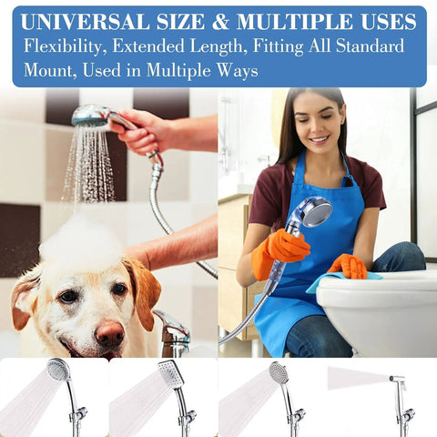Super Flexible Expandable Shower Hose 69 Inch Extra Long For Bathing And Toilet Cleaning Leakproof Water Hose Extension With Adjustable Holder Blue Finish