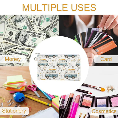 Slim Canvas Coin Purse And Card Holder For RV Lovers And Camp Buddies, multiple uses for money, cards, stationery, cosmetics.