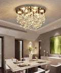 Awesome Sparkly 20 Inch Modern Round Crystal Raindrop Flush Mount Ceiling Light in dining room