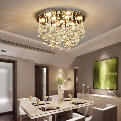 Awesome Sparkly 20 Inch Modern Round Crystal Raindrop Flush Mount Ceiling Light in dining room