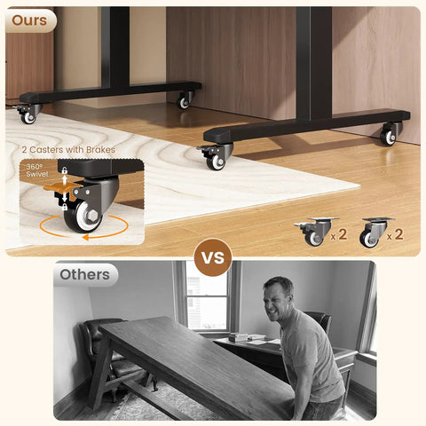 Top Tier Electric Standing Desk With Smooth Height Adjustments And Full 180 Degree Tilting Surface For Sketching Or Computer Sessions Built With Reliable Rolling Casters For Instant Relocation, showcasing smooth-rolling casters.