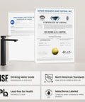 Dope Matte Black Tall Vessel Sink Faucet For Single Hole Bathroom Setup Stainless Steel Lead Free 18 8 NSF And CUPC Certified