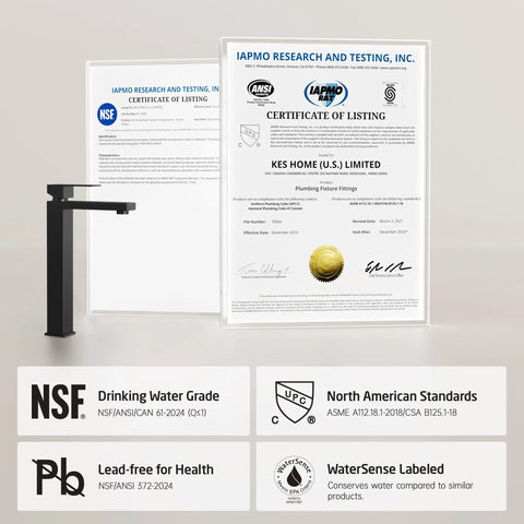 Dope Matte Black Tall Vessel Sink Faucet For Single Hole Bathroom Setup Stainless Steel Lead Free 18 8 NSF And CUPC Certified