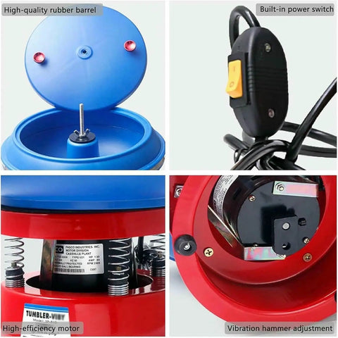 Heavy Duty 3.5L Vibratory Tumbler Polisher Straight Up Beast Mode Benchtop Finishing Machine power switch and motor details