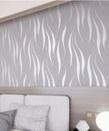 Self Adhesive Peel And Stick Wallpaper 20.8 By 393 Inches With 3D Water Wave Pattern in a modern bedroom setting
