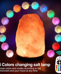 Himalayan Pink Salt Lamp 7 Inches With Upgraded Remote Control And 16 Color Changing Modes USB Powered Large Crystal Night Light