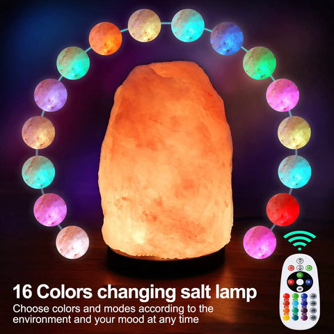 Himalayan Pink Salt Lamp 7 Inches With Upgraded Remote Control And 16 Color Changing Modes USB Powered Large Crystal Night Light