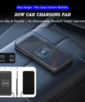 Top Shelf Wireless Charging Pad For Omoda C5 E5 Electric Car Dash And Center Console Mat 20W Fast Charge shown with smartphone