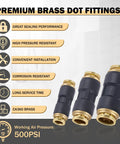 DOT Go-To Air Line Fittings Set With Quick Connect And Push Lock, includes premium brass fittings and features.