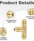Solid 1/4 Inch SAE Male Flare Tube Fitting Gonna Fit Copper Pipes Perfectly With Top Notch Brass Build And Tight Locking Nuts For Heavy Duty Plumbing And Gear Line Setup, showing detailed brass connections and flare.