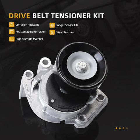 Premium Serpentine Belt Tensioner Idler Pulley Kit #38488 166200W100 For Toyota Tundra 4Runner Sequoia Land Cruiser Lexus LX470 4.7L V8 98-09 Heavy Duty Replacement That Keeps Your Ride Cruising Smooth Without The Rattle Or Slip Any More. drive belt tensioner kit with idler pulley and silver housing