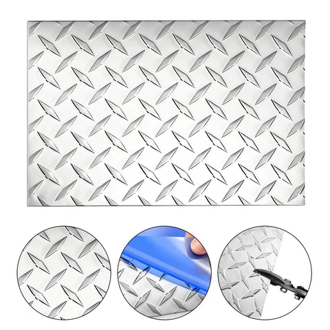 12 By 8 Inch Aluminum Diamond Plate Tread Flat Sheet For Cargo Trailers And Trucks, DIY Friendly Garage And Workshop Use, Heavy Duty Aluminum Sheet Metal For Commercial Or Residential Projects, Silver, 2 Pack
