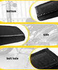 Upgraded Mini Bike Seat For Predator 79Cc 97Cc 98Cc 100Cc Engines with cushy cushion shown in bottom, side, and bolt hole views