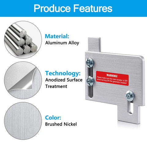 Generator Interlock Kit For Cutler Hammer CH Series Panels, 150 Amp Or 200 Amp Main Breaker, brushed nickel material