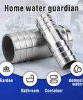Two stainless steel 3/4 in hose barb fittings, 4 in long, front view