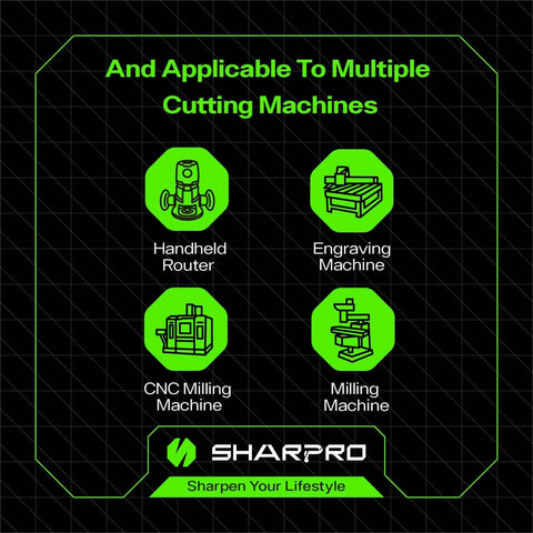 1/4 shank spiral downcut router bit compatible with handheld routers, engravers, and milling machines; SHARPRO.