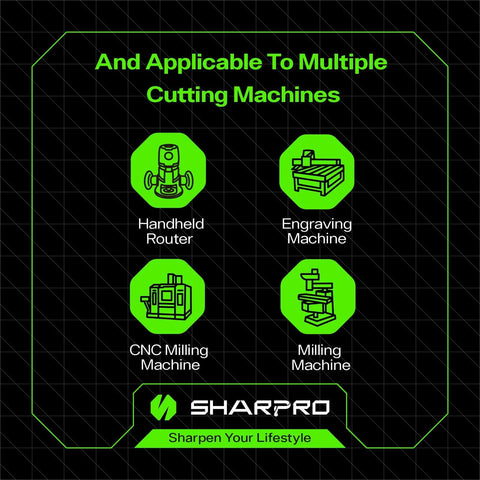 Image showing compatibility with handheld router, engraving machine, CNC milling machine, and milling machine.