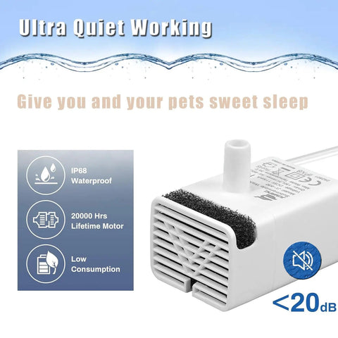 Replacement Submersible Pump For Stainless Steel Cat Water Fountains JY-830 Ultra Quiet Pet Fountain Motor IP68 waterproof