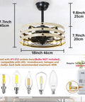 Cool Farmhouse 18 Inch Ceiling Fan With Lights Remote Control Flush Mount White Caged Design with bulb bases shown