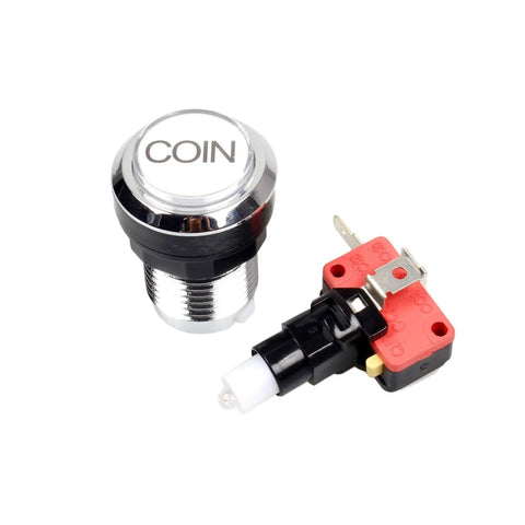 Arcade Button Kit Chrome Silver Plated LED Illuminated Push Buttons 5V 12V Coin Button and microswitch for MAME Jamma