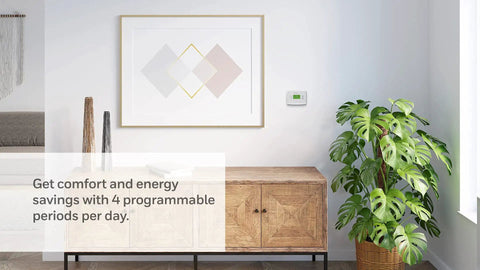 Living room with 7 Day Programmable Thermostat With Backlit Digital Display And Precise Temperature Control on wall