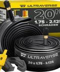 Two Pack 20 Inch Bike Inner Tubes 20x1.75 1.90 1.95 2.00 2.10 2.125 With 32mm Schrader Valve Butyl Rubber Replacement Tubes