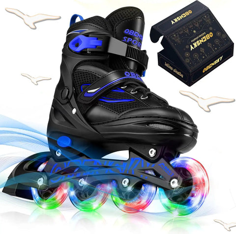 Adjustable Kids Inline Skates For Boys And Girls Aged 4 To 12 With Lit Up Wheels showing design and color details