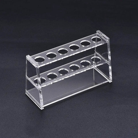 Clear Acrylic Six Well Test Tube Rack For Ten To Sixteen Milliliter Centrifuge Tubes Durable Lab Display Holder, side view