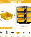 Rotating Hardware Storage Bins With 12 Compartments For Nuts, Bolts, Screws And Small Parts showing dimensions and components