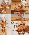 Steampunk DIY Airship Model Kit For Gearheads And Collectors, Build A Fantasy Flying Vessel With Brass Gears On Display
