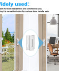 Sliding Door Keeper And Hook Style Latch Replacement E2124 Latch Lock For Micron 1200 Series And Viking Sliding Glass Doors With White Extruded Aluminum Construction For Durable Performance 1 Pack installed on glass doors
