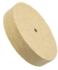 Hardcore Five Inch White Wool Felt Polishing Wheel Designed For Angle Grinders And Rotary Tools To Leave A Smooth As Glass Surface On Metals Ceramics And Glass Shop Floor Ready Accessory. Side view of a wool polishing pad.