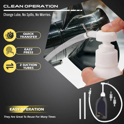 Marine Lower Unit Gear Oil Pump Kit for Quick Clean Fluid Transfer Hand Siphon with 3/8 In 16 Adapter shown in use