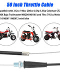 50 Inch Mini Bike Throttle Cable Replacement For Coleman CT200U CT200U EX BT200X CT100U Baja Warrior MB16 Motovox Predator engine