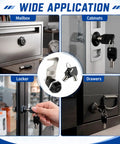 2 Pack Black Toolbox Locks With Keys Tubular Cam Locks Keyed Alike set used for cabinets, drawers, mailboxes, and lockers