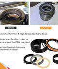 Hydraulic Cylinder Seal Kit 1.5 Inch Rod And 3 Inch Bore Heavy Duty Replacement Fit For Case Loader; before and after installation showcase.