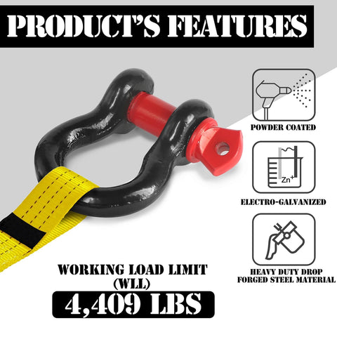 Two Pack 1/2 Inch D Ring Shackles With 5/8 Inch Screw Pins For Tow Straps, Winches, And Off Road Recovery, Heavy Duty Steel, 2 Ton