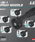 5-in-1 spray nozzle for No Cord Power Cleaner 320 PSI 0.7 GPM, showing five adjustable angles for versatile cleaning options.