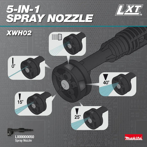 5-in-1 spray nozzle for No Cord Power Cleaner 320 PSI 0.7 GPM, showing five adjustable angles for versatile cleaning options.