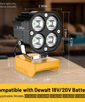6000 Lumens Cordless LED Work Light With 40W Power And 120 Degree Adjustable Head Low Voltage Protection Compatible With 20V Batteries in workshop setting