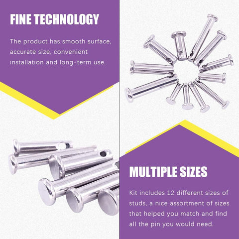 44 Piece Clevis Pin Assortment Kit In 304 Stainless Steel M3 M4 M5 Flat Head Pins With Holes T Shape And Round Pins 12 Types