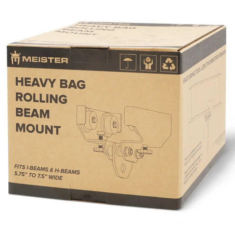 Box of Rolling Beam Mount With Brakes For Heavy Bags Black 7.5 To 9.25 Inches Heavy-Duty Gym Gear